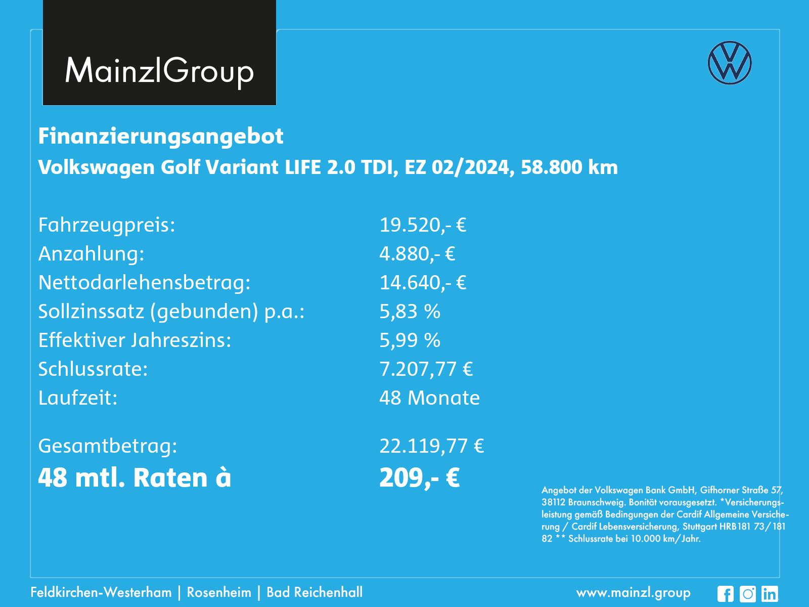 Volkswagen Golf Variant 2.0 TDI Life Navi LED Sitzh. ACC, миниатюра 27