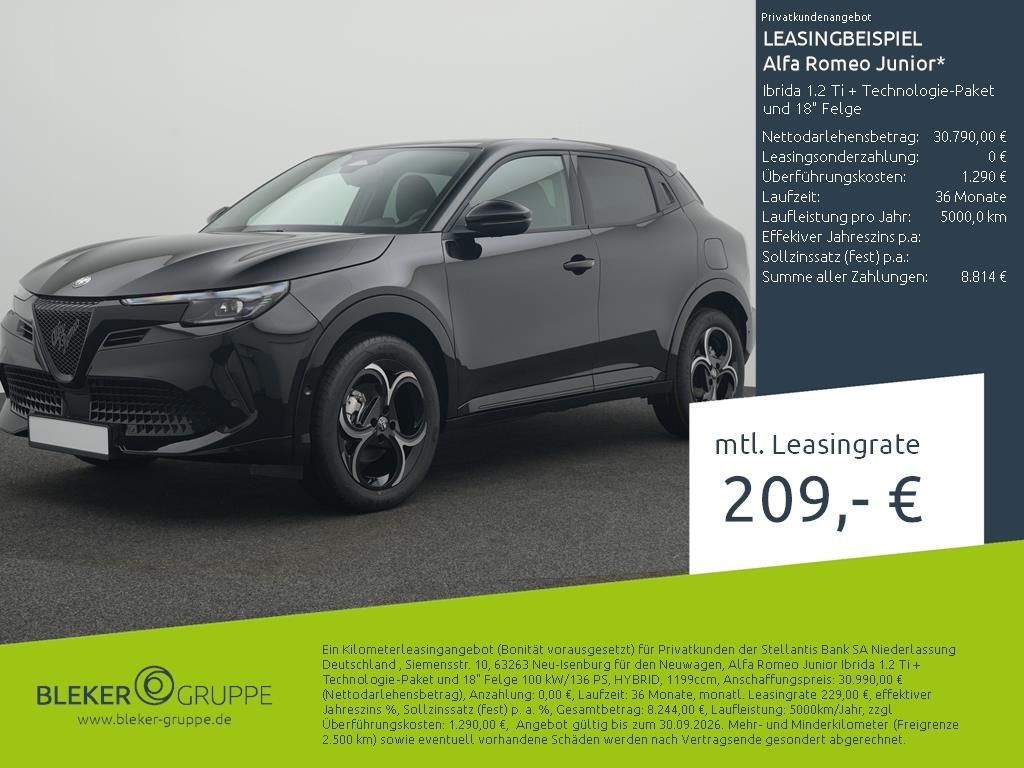 Alfa Romeo Junior Ibrida 1.2 Ti + Technologie-Paket und 18