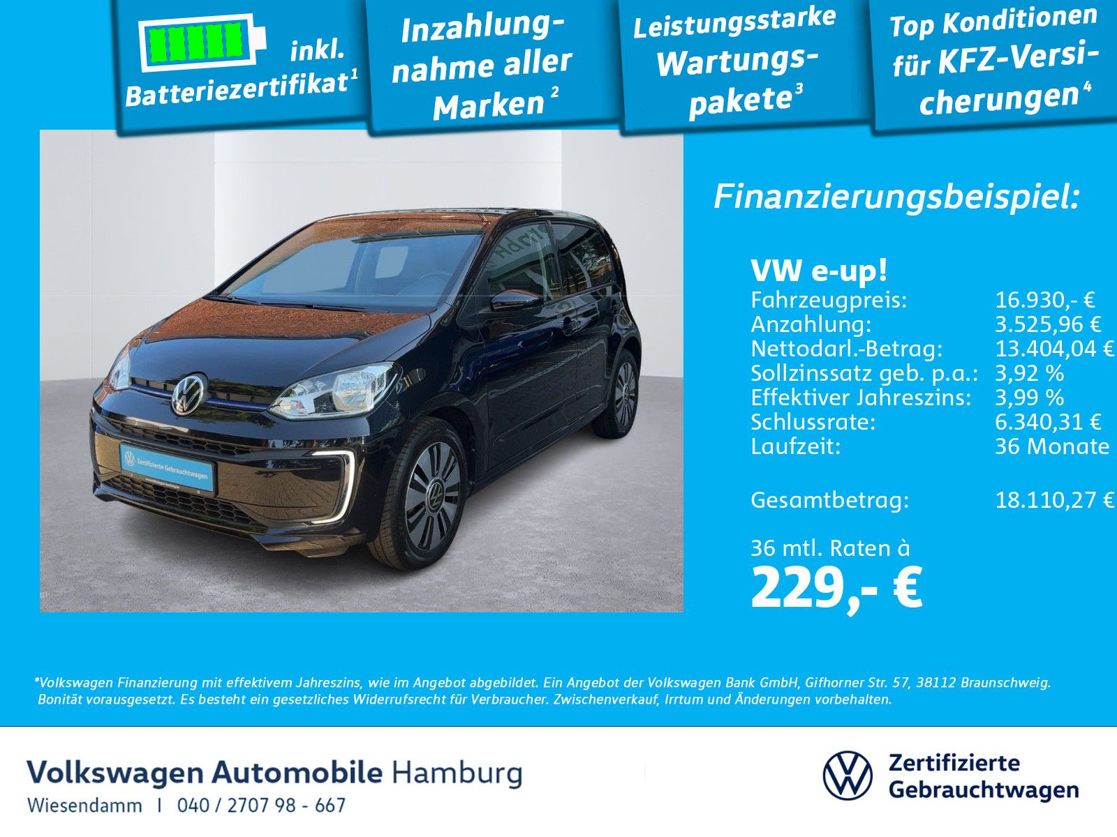 Volkswagen e-up! Max KAMERA/SITZHZG./KLIMAAUTOMATIK