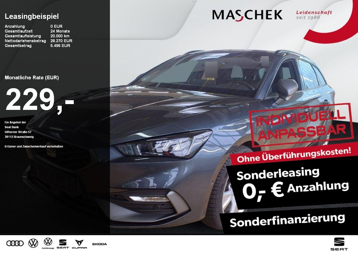 Seat Leon ST FR Sonderleasing 2.0 TDI DSG AHK RearVie