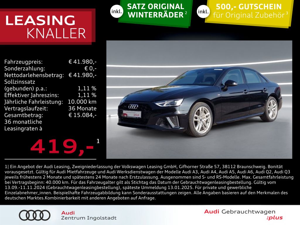 Audi A4 Limousine 40 TDI qu S line NAVI AHK 18" Virt.