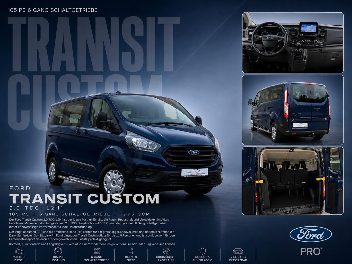 Ford Transit Custom 2.0 TDCi L2 *KLIM*TEMP*AHK*9-SITZ
