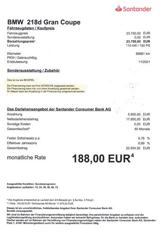 Fahrzeugabbildung BMW 218 Gran Coupé >NAV/AHK/LED/18Zoll Alu<