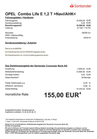 Fahrzeugabbildung Opel Combo Life E >AHK/Navi/Einparkhilfe<
