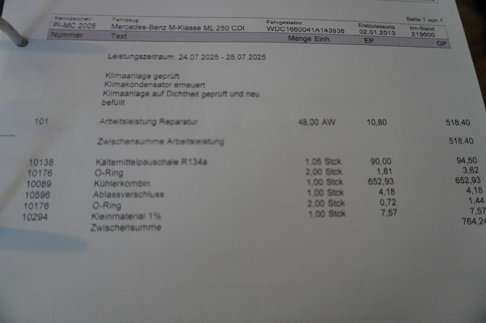 Fahrzeugabbildung Mercedes-Benz ML 250 CDI BlueTec