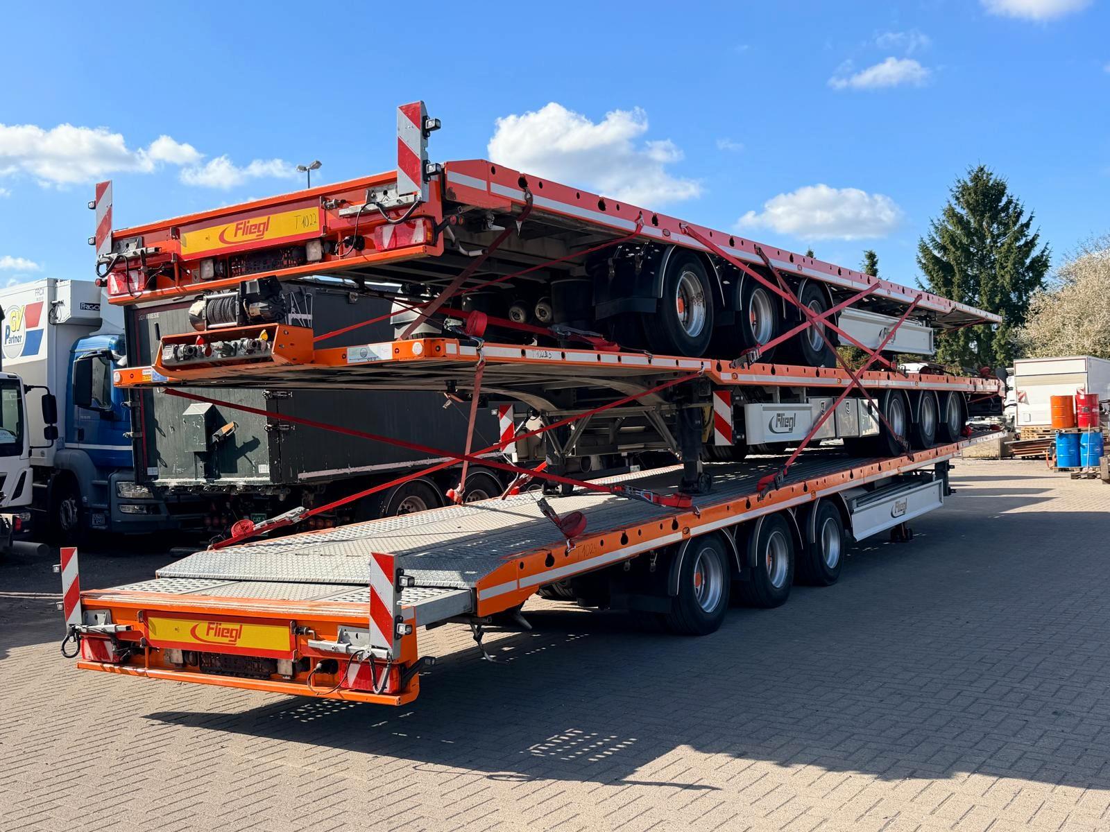 Fliegl SDS 380 Fahrzeugtransporter Plateau E-Seilwinde