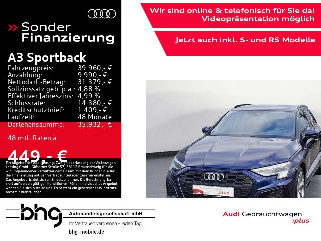 Audi A3 Sportback 45 TFSIe S tronic S line e-tron AHK