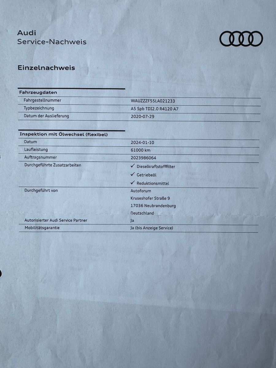 Fahrzeugabbildung Audi A5 SP S-TRONIC SONDERLACKIERUNG S-LINE MEGA VOLL