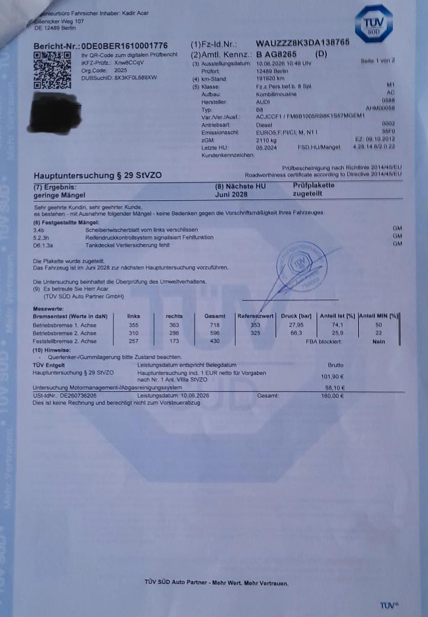 Audi A4 2012 — engine 120 HP (88kW)