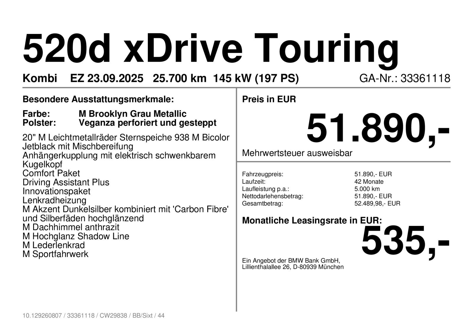 BMW 520d xDrive Touring M Sportpaket ab 3,49% foto 5