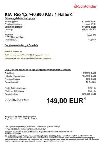 Fahrzeugabbildung Kia Rio 1,2 Edition >40.900 KM / 1Halter/Klima<