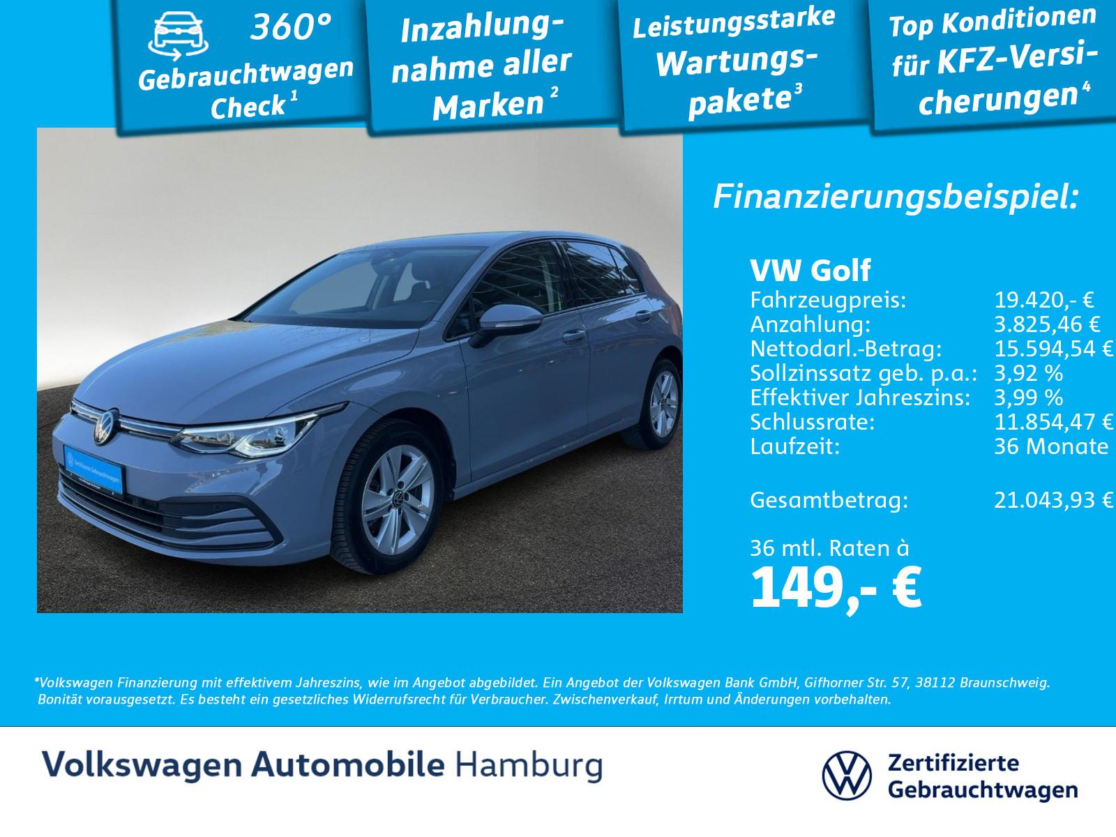 Volkswagen Golf VIII 1.5 TSI Life Navi CarPlay LEDPlus Shzg