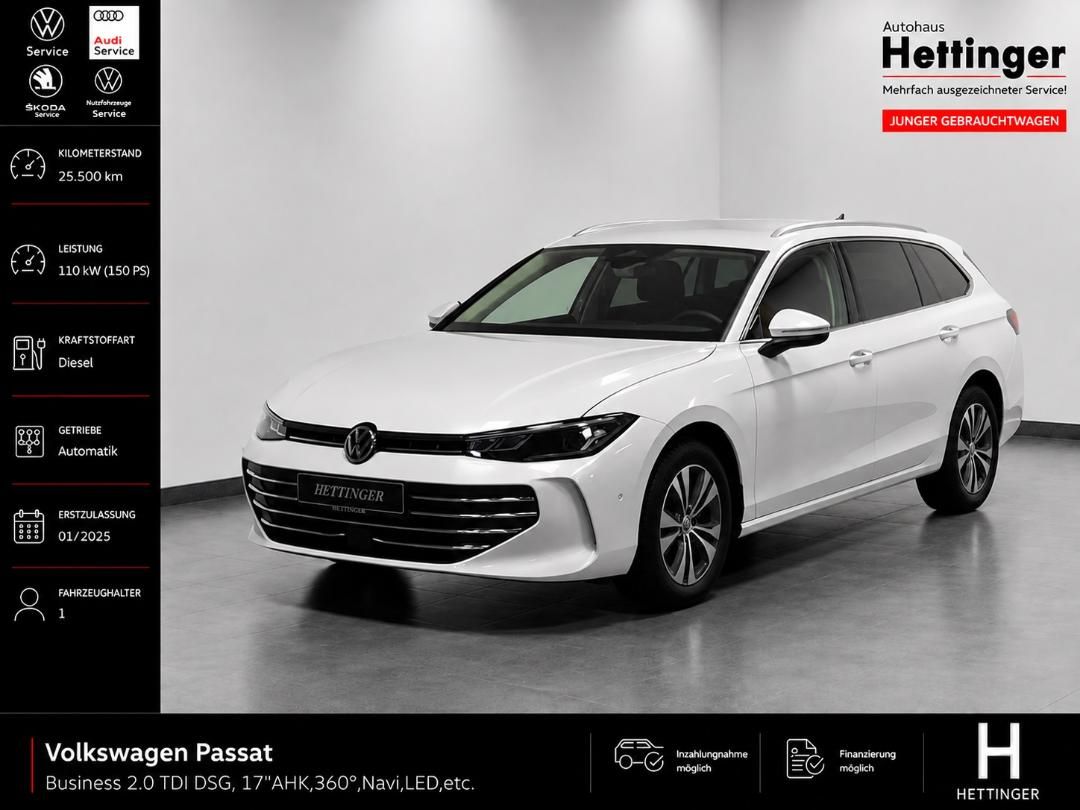VW Passat Business 2.0 TDI DSG, 17"AHK,360°,Navi,LE