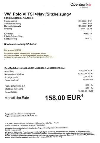 Fahrzeugabbildung Volkswagen Polo VI Highline >95 PS/Navi/Sitzheiz/PDC<