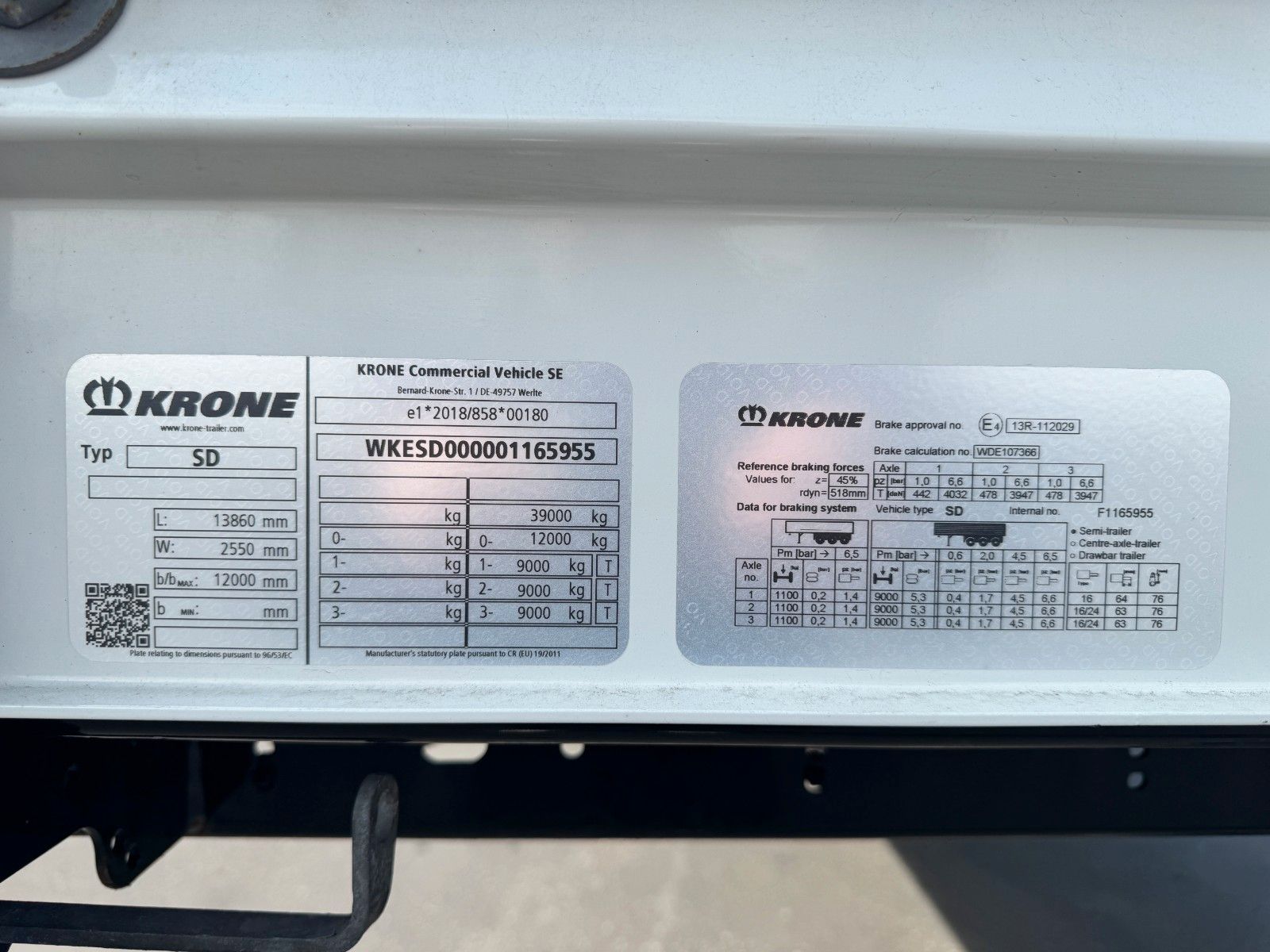 Fahrzeugabbildung Krone SD Auflieger 2x Lift Palettenkasten Schiebeverd.