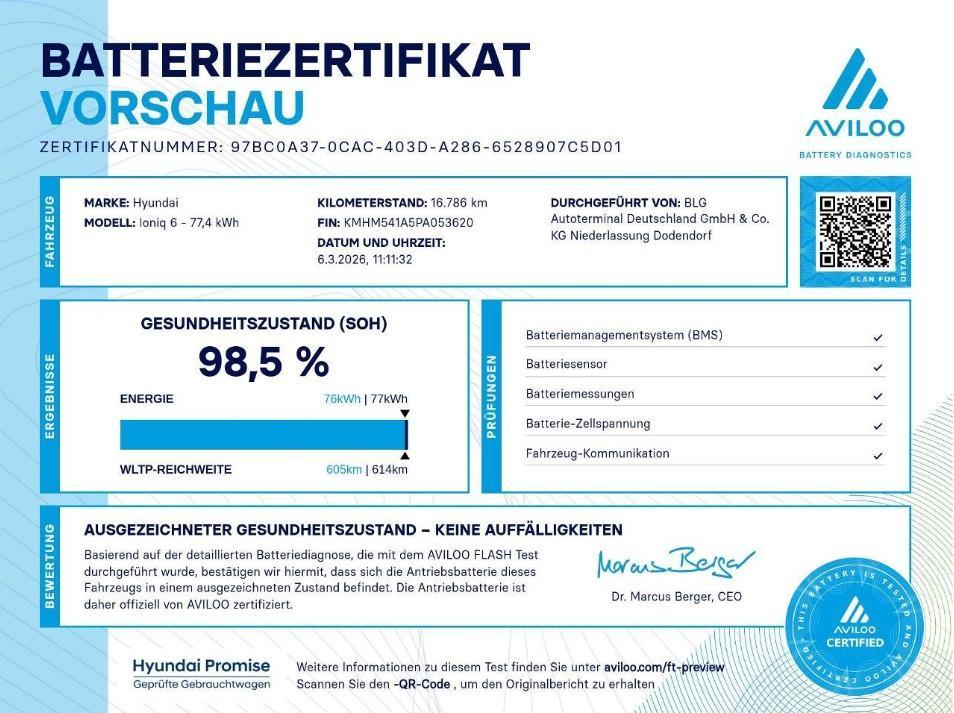 Hyundai IONIQ 6 77,4 kWh UNIQ Panorama/Digitale Außenspi