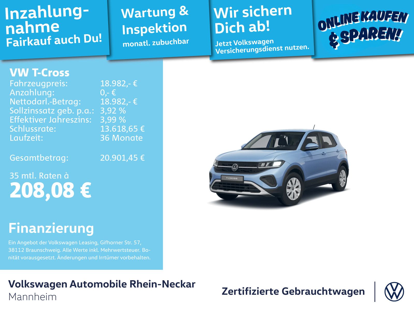 VW T-Cross 1.0 TSI GAR 2030 App-Connect PDC LED uvm