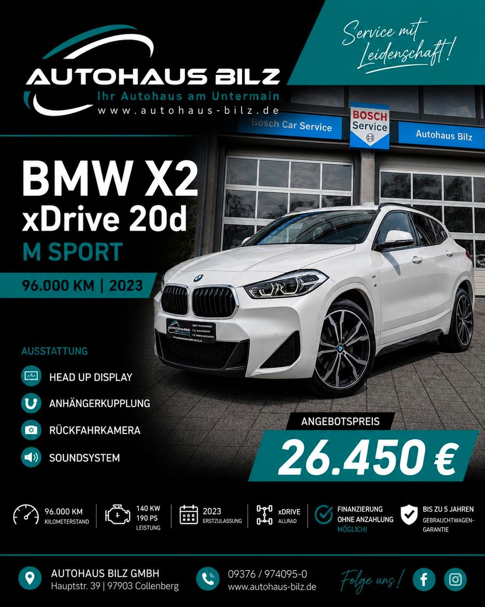 Gebrauchtwagen BMW X2 X2 xDrive 20 d M Sport*AHK*HuD*Kamera*LED*HuK* in Collenberg