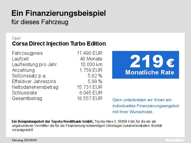 Fahrzeugabbildung Opel Corsa Direct Injection Turbo Edition Klima