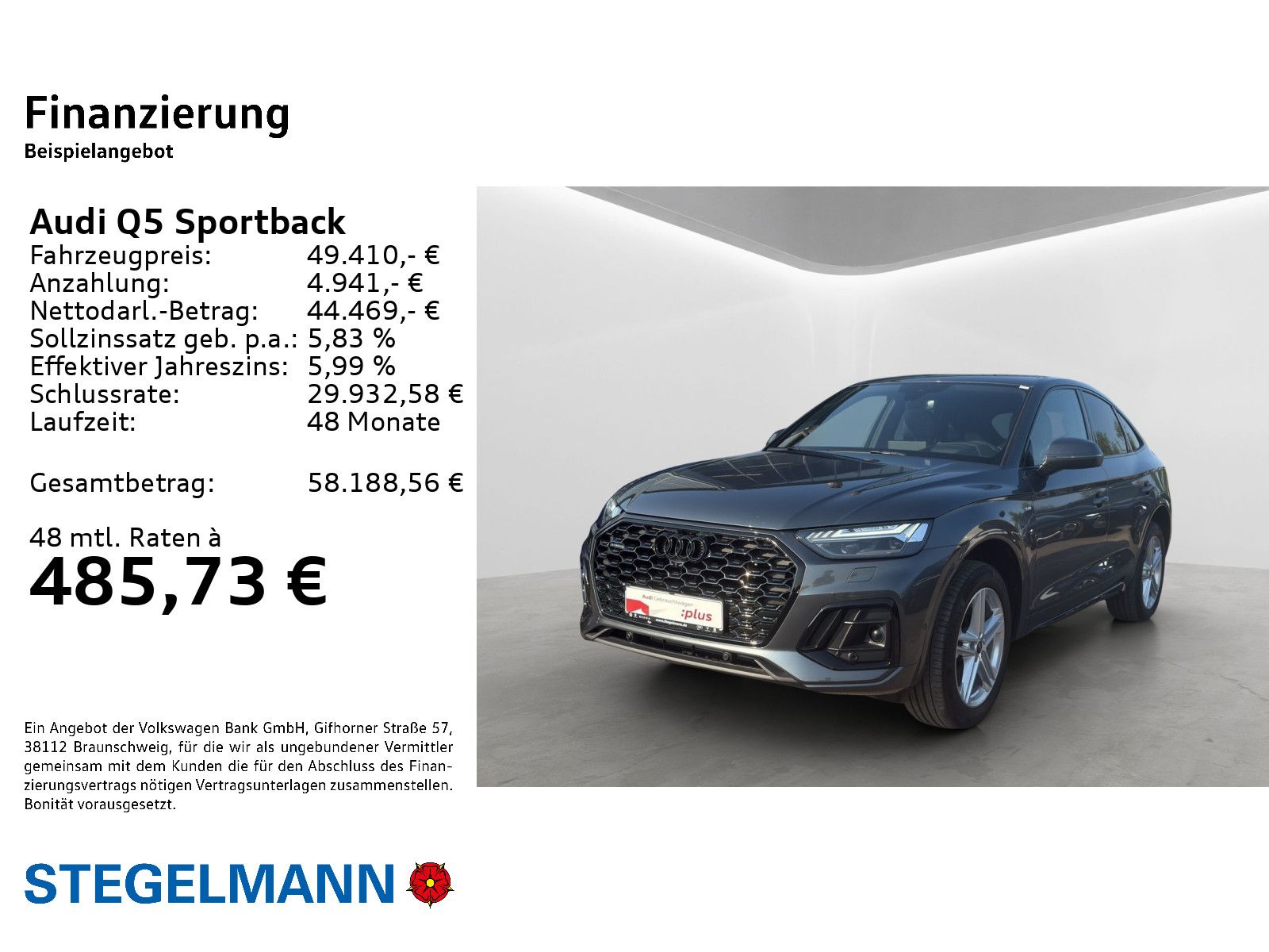 Audi Q5 Sportback 45 TFSI qu. S-Tronic S line schwarz foto 2