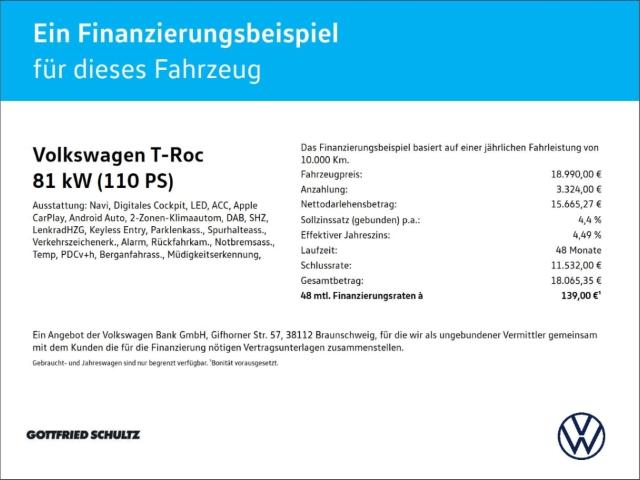 Volkswagen T-Roc 1.0 TSI Life LED NAVI KAMERA PDC SHZ ALU Z