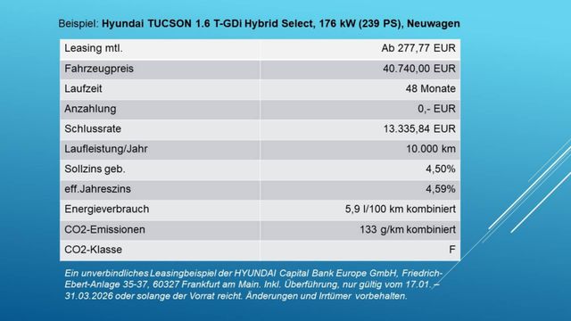 Hyundai TUCSON Hybrid N Line/LED-Paket/Automatik/Rückfah