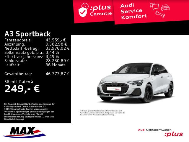 A3 Sportback 40 TFSI e S-LINE MATRIX+PANO+KAM+HU