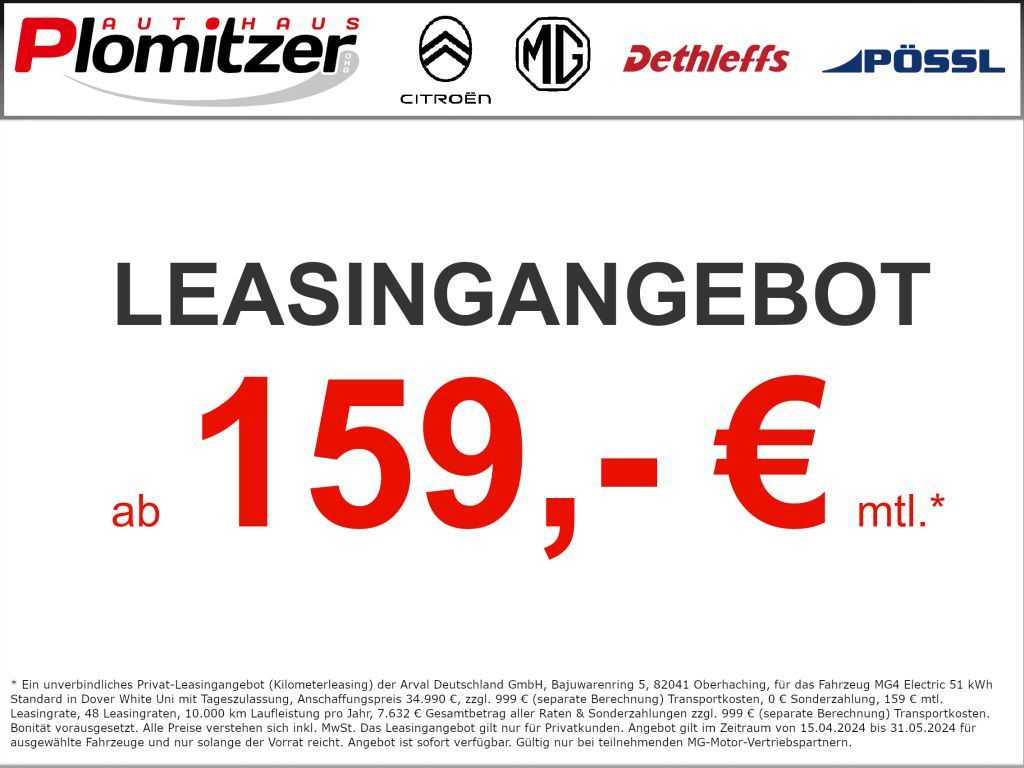 Fahrzeugabbildung MG MG4 Standard ab 159 EUR mtl.* Leasing ohne Anz.
