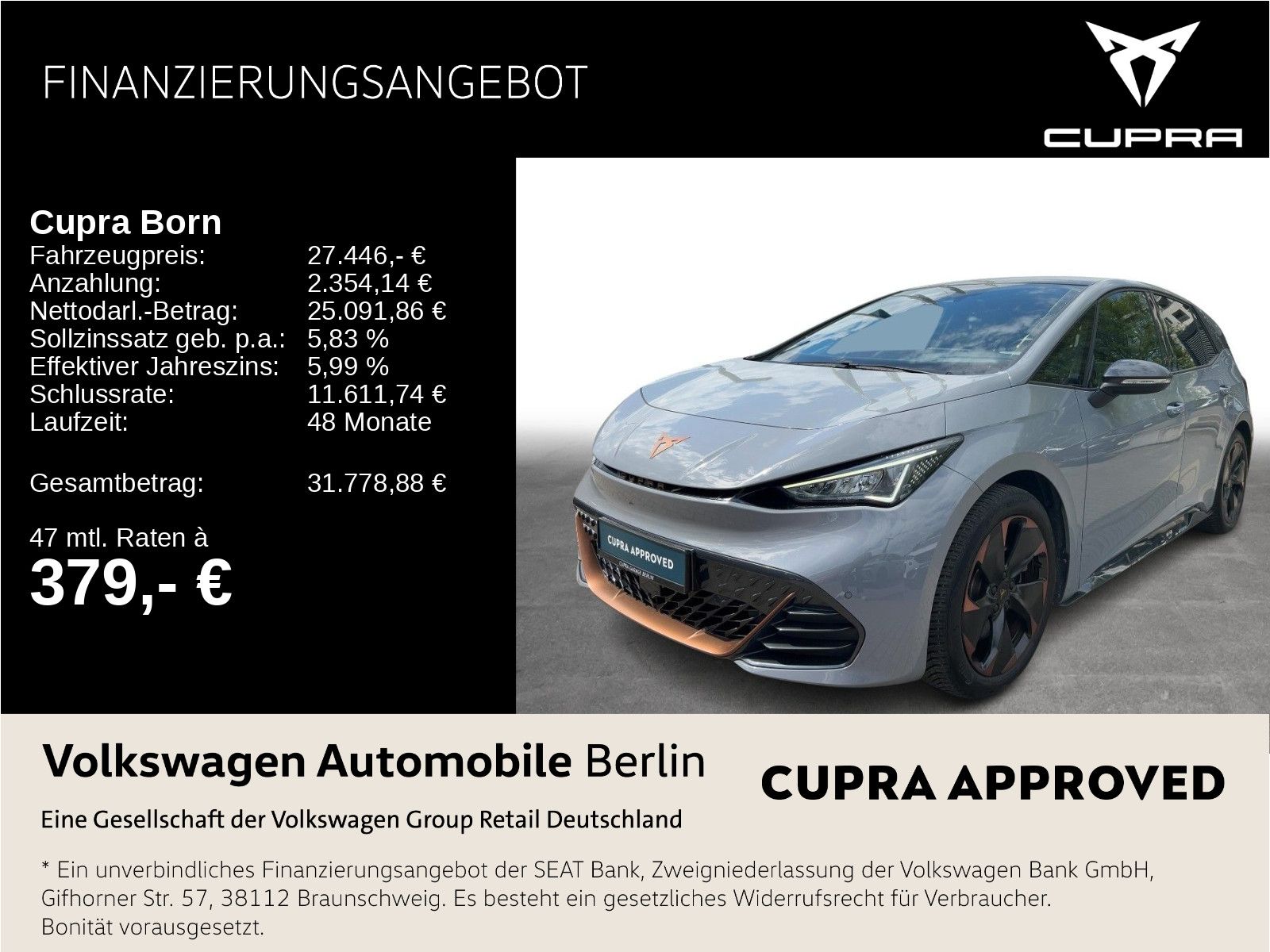 CUPRA Born 170/62 Wärmepumpe Navi LED SHZ ACC PDC