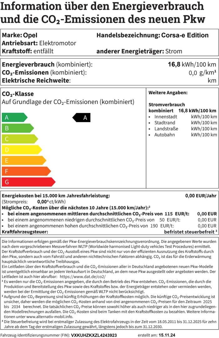 Fahrzeugabbildung Opel Corsa-e Edition