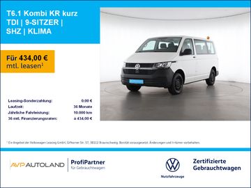 Volkswagen Leasingangebot: Volkswagen T6.1 Kombi KR kurz TDI | 9-SITZER | SHZ | KLIMA