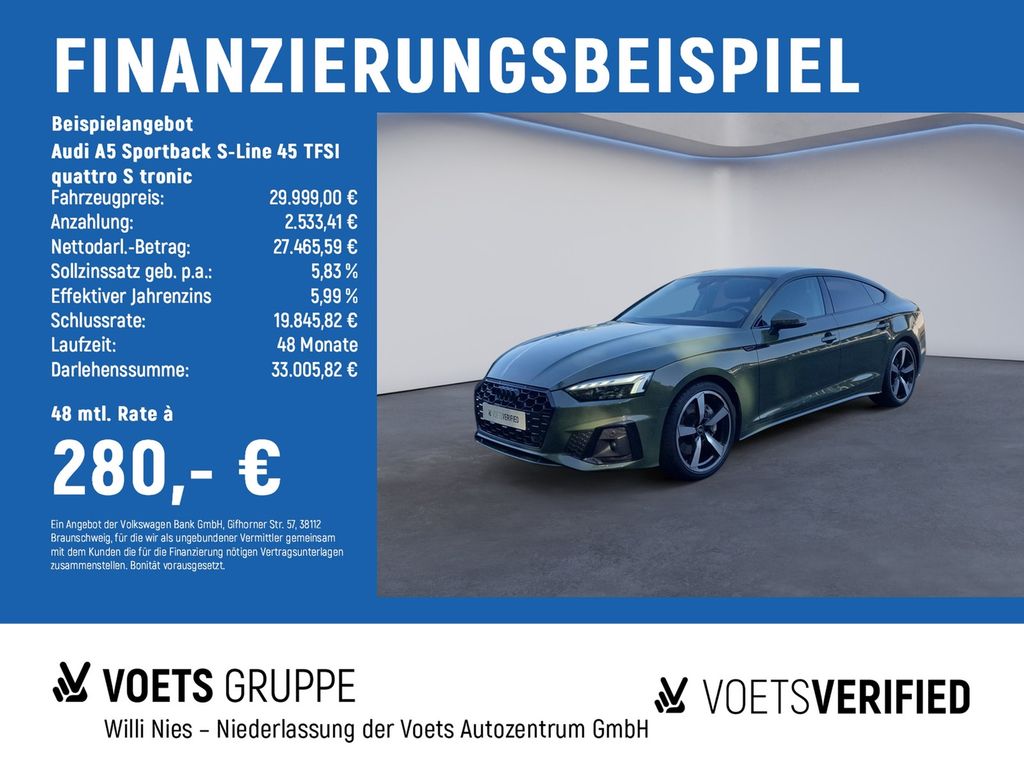 Audi A5 Sportback S-Line 45 TFSI quattro S tronic B&O
