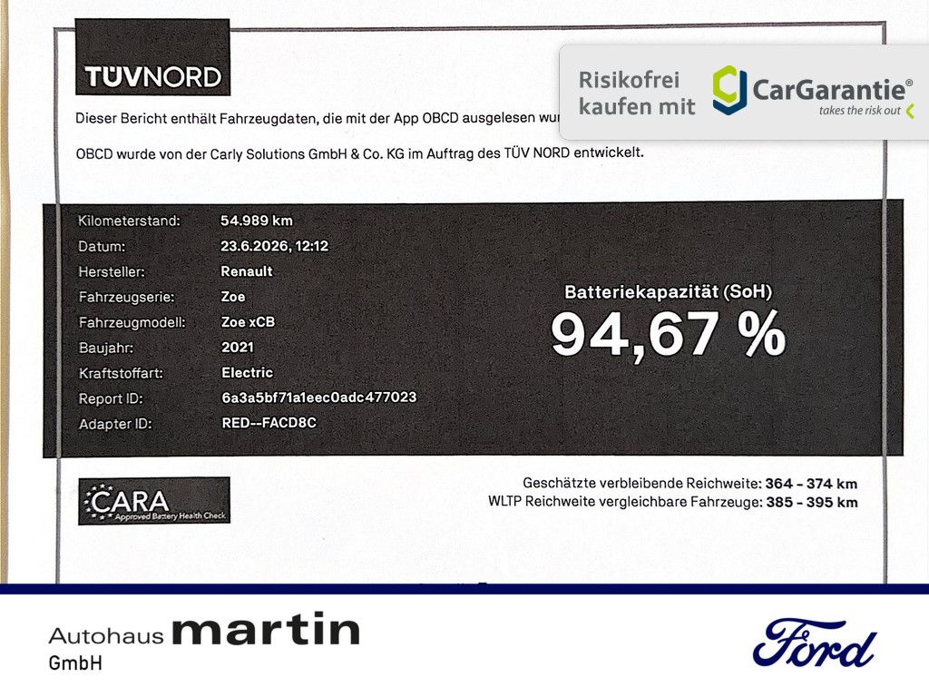 Fahrzeugabbildung Renault Zoe Intens KLIMA PDC SHZ KAMERA NAVI FACEL. LED