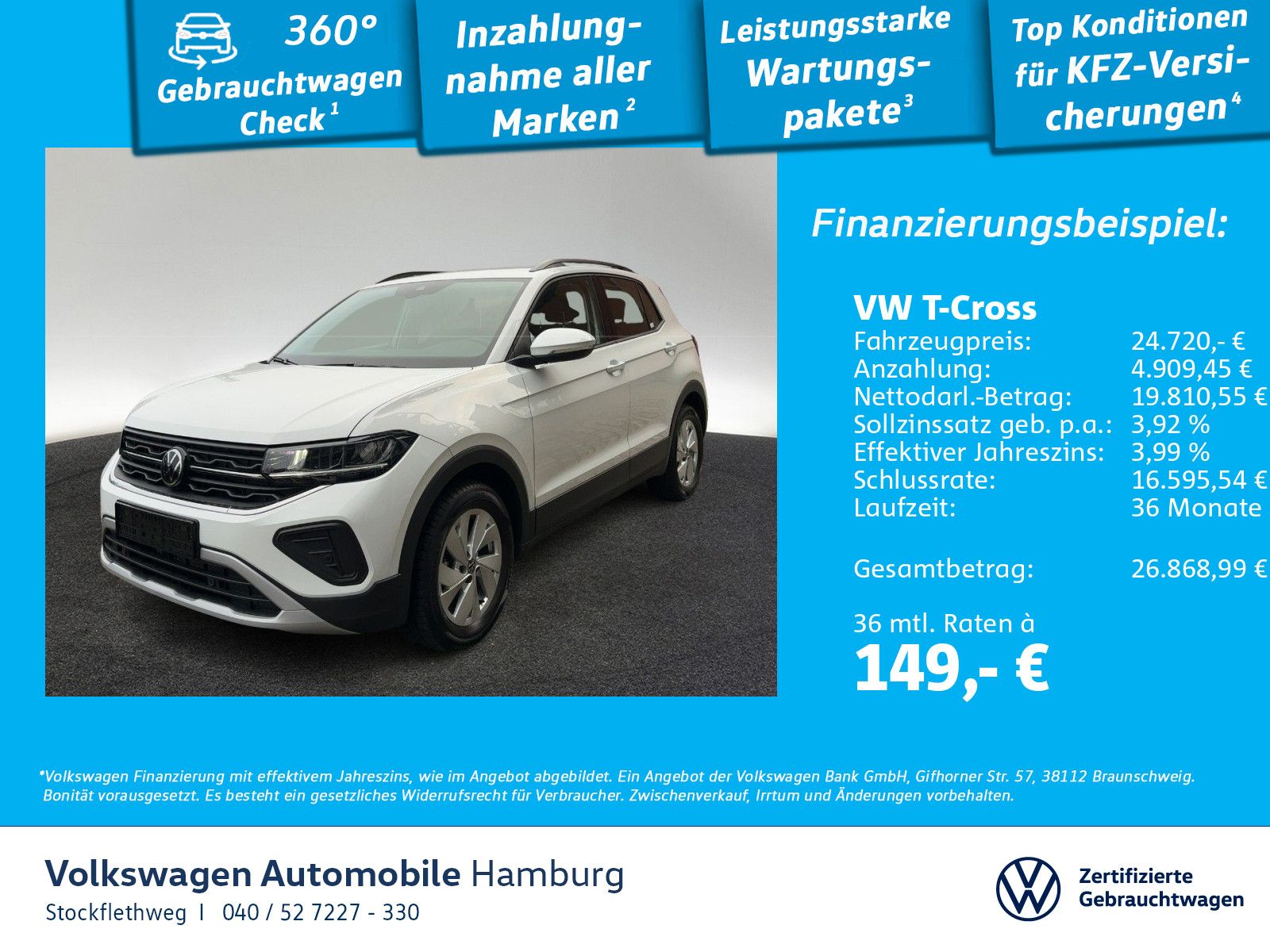 Volkswagen T-Cross 1.0 TSI Life DSG Navi CarPlay IQ.Drive