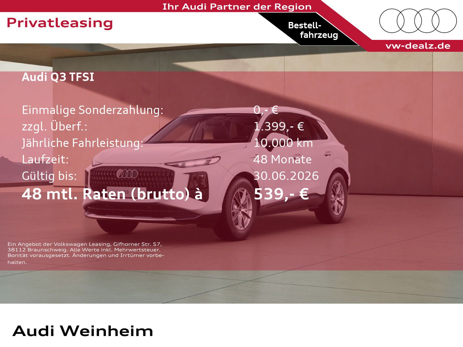 Audi Q3 SUV e-Hybrid E-Förderung als Anzahlung