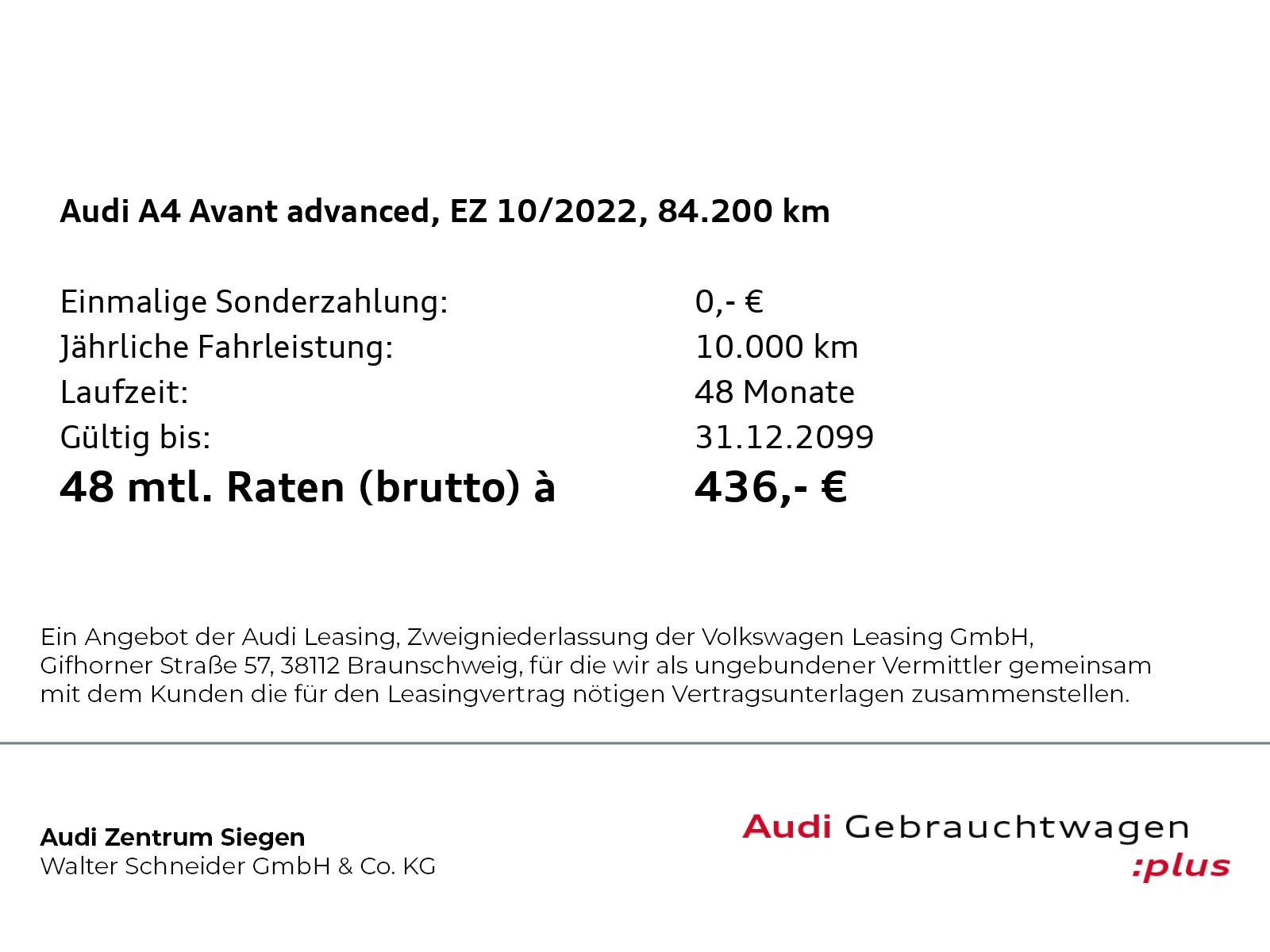 Audi A4 Avant 40 TDI quattro advanced LED Navi Optik