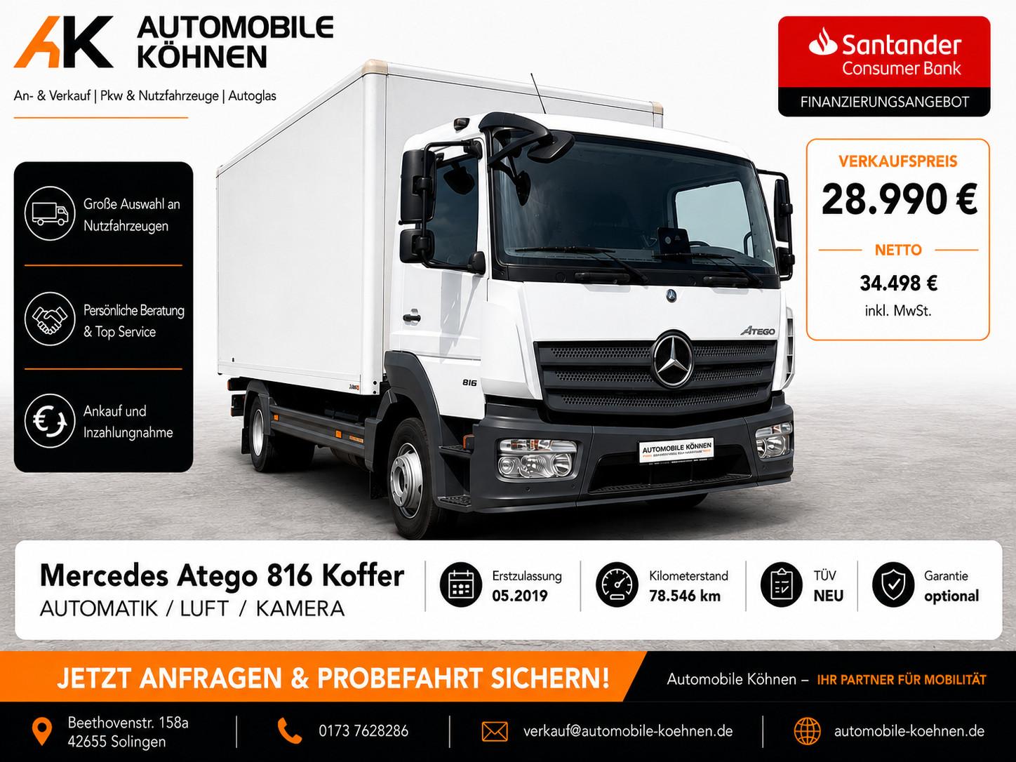 Mercedes-Benz Atego 816 4x2 / AUTOMATIK / LUFT / KAMERA /TÜV N