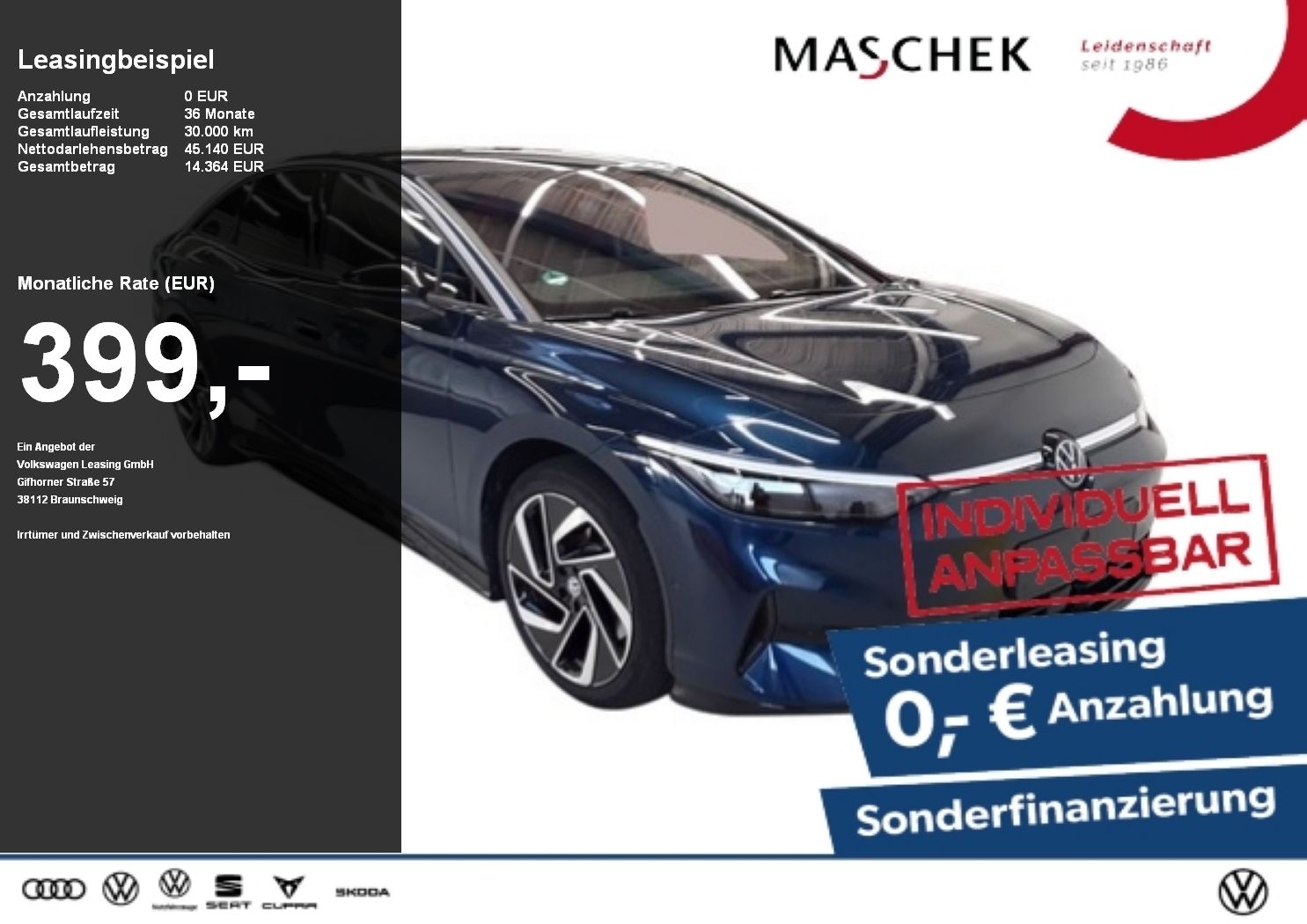 Volkswagen ID.7 Pro Sonderleasing! AHK Memory IQLight AHK
