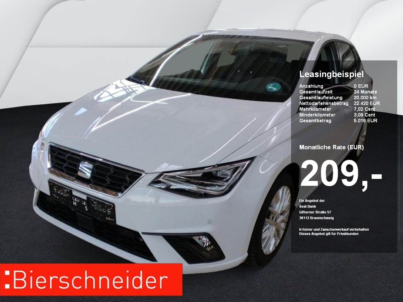 Seat Ibiza 1.0 TSI DSG FR ab 166.- EUR mtl. 1000.- An