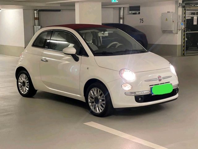 Fiat 500C Cabrio weiß/rot mit Einparkhilfe