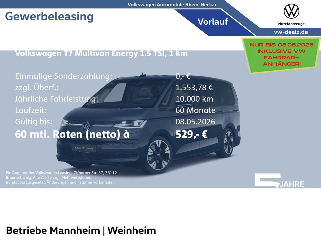 Volkswagen Multivan Energy 1.5 eHybrid 4 MOTION DSG 7-Sitze