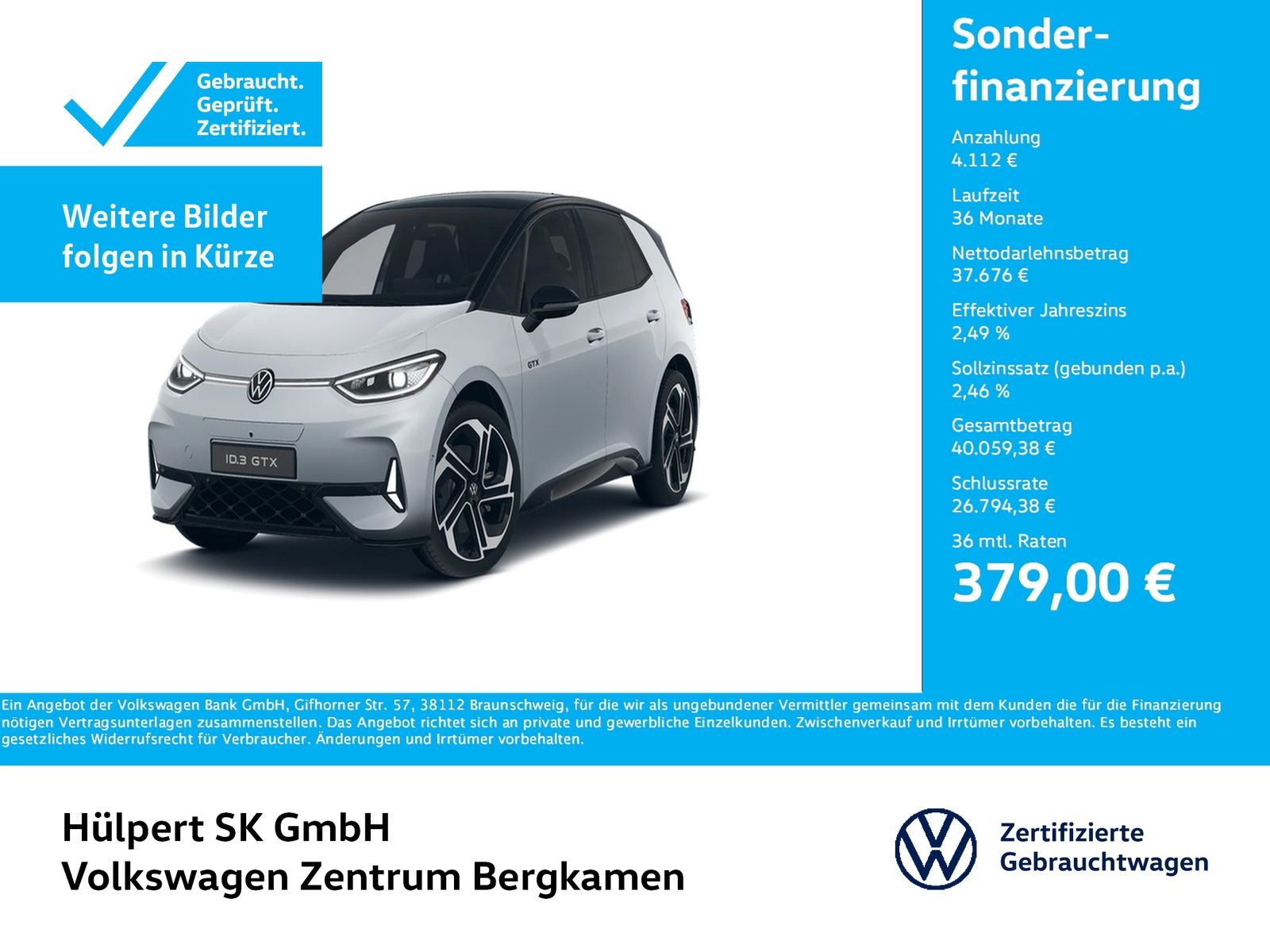 VW ID.3 GTX WÄRMEPUMPE HARMANKARDON 360CAM ACC LM20