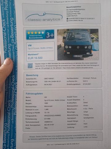 Volkswagen Vw t3 Bus Camper bulli Winterprojekt t2 t1 t4