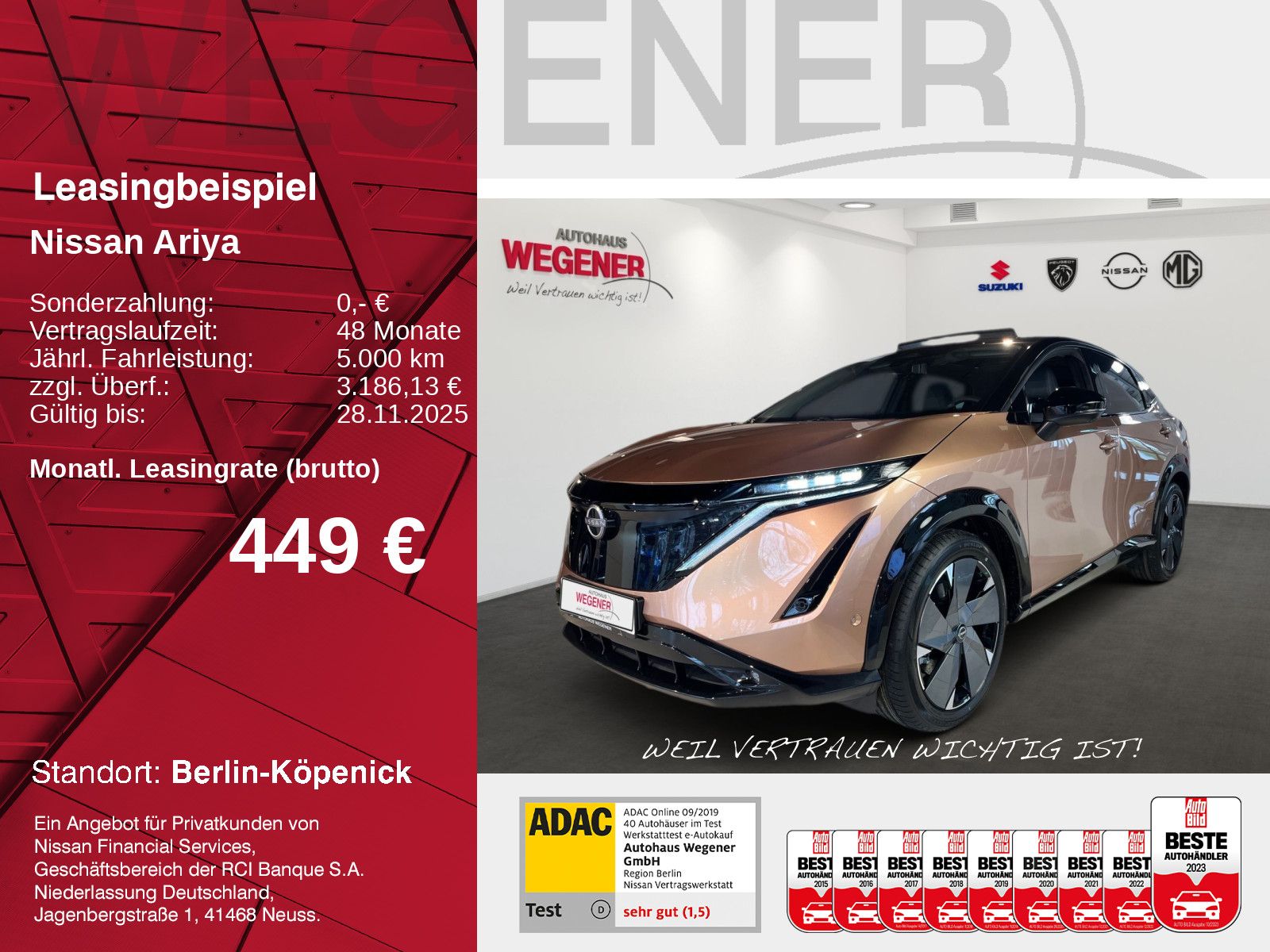 Nissan ARIYA e-4ORCE 390PS AWD 20"LM PANO HUD AFA NAPPA
