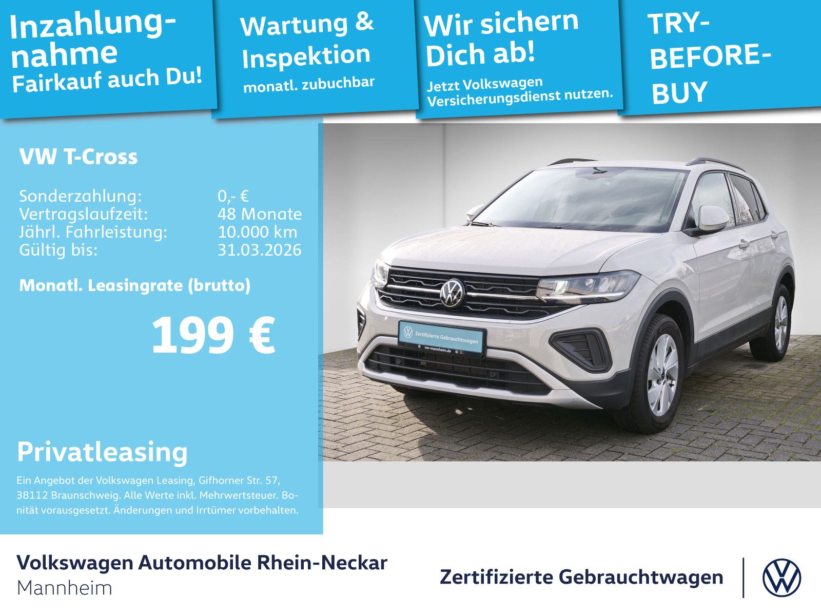 Volkswagen T-Cross 1.0 TSI Life GAR 2029 App-Connect PDC LE