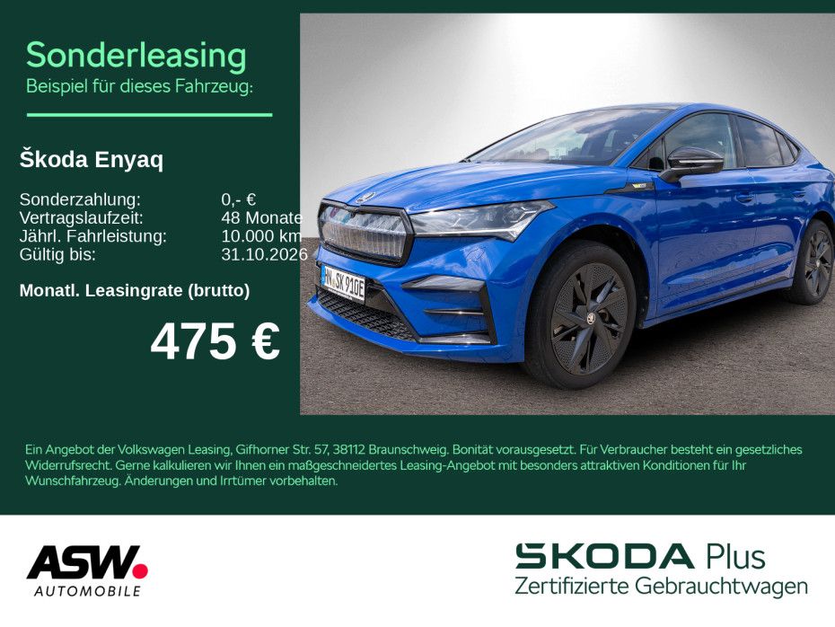 Skoda Enyaq RS Lounge LED Nav 360° Pano HUD ACC Canton