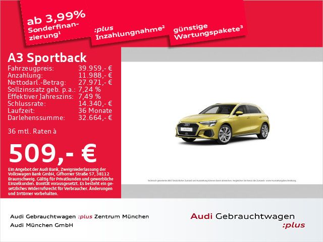 Audi A3 Sportback 40 TFSI e S tronic S line Virtual+/