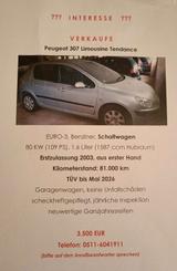 Peugeot 307, 81T km, 2003, gut gepflegt - Peugeot 307 in Hannover