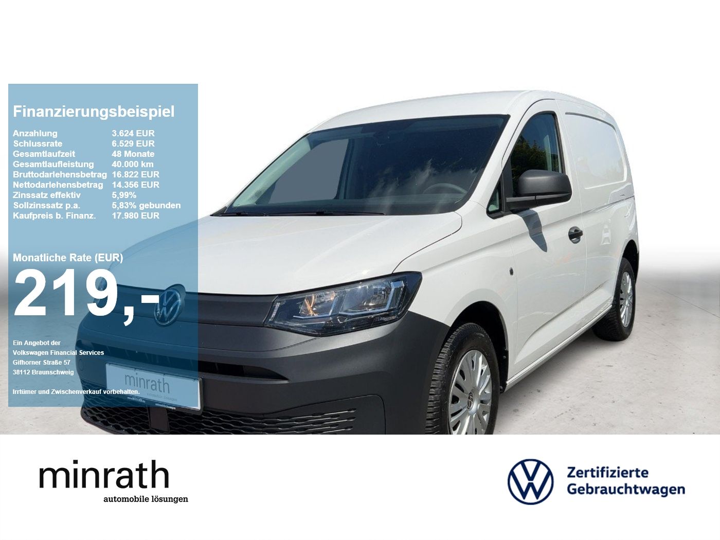 VW Caddy Cargo ecoPROFI 2.0 TDI KLIMA+NAVI+DAB+PDC