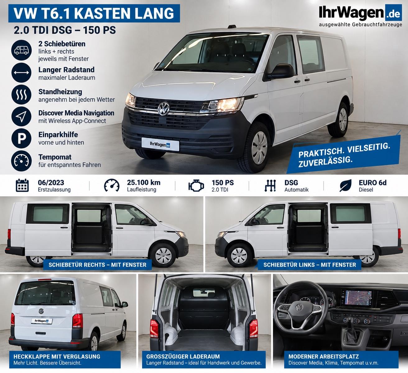 Volkswagen T6.1 Transporter+LANG+1.Hd+DSG+Standhz+Sitzhz+